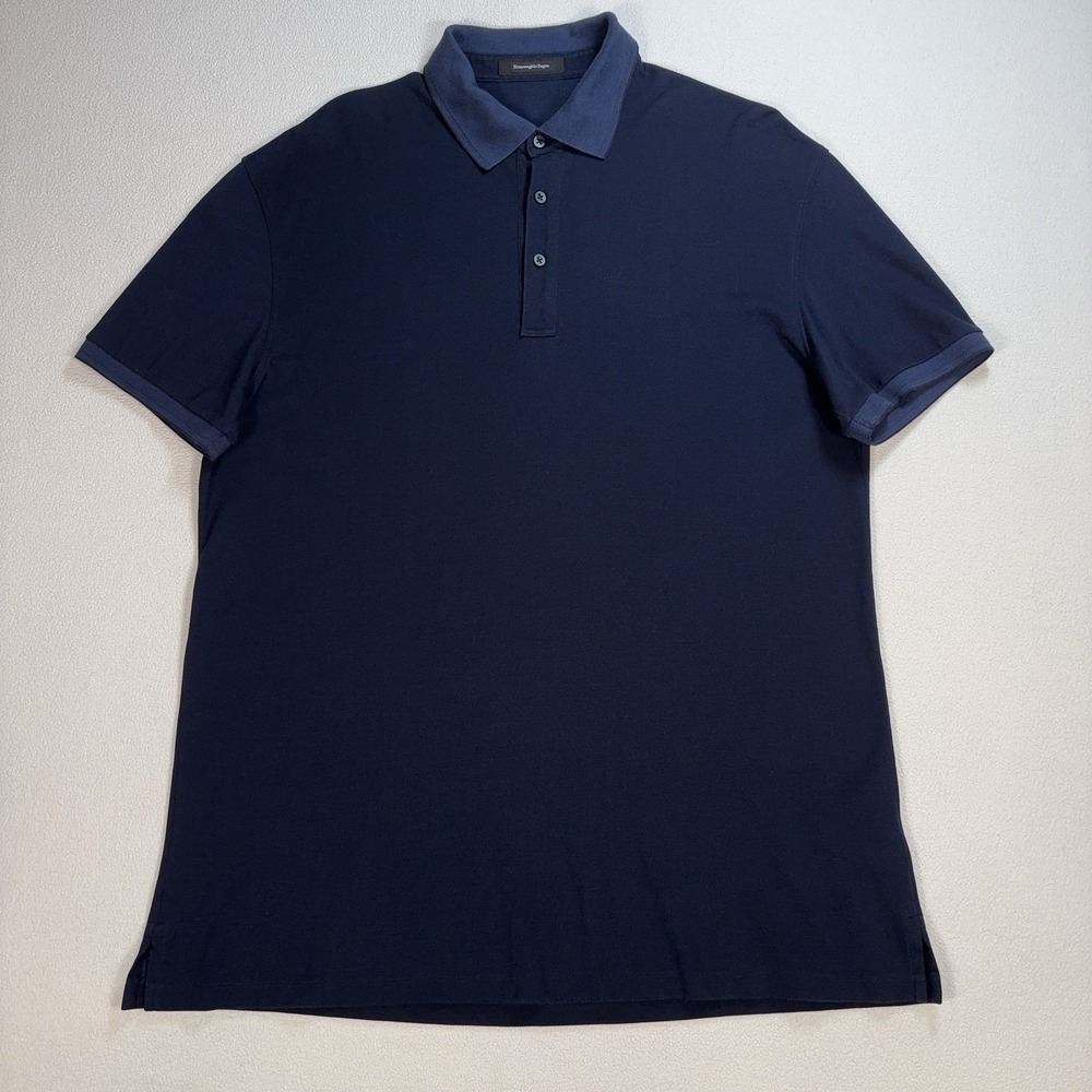 Ermenegildo Zegna Polo Shirt Men's 2XL / 56 Navy 100% Cotton